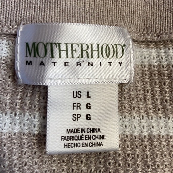 Pre-Owned MOTHERHOOD Maternity Size L Tan/White Stripe Shirt Side Ruching - Picture 8 of 9